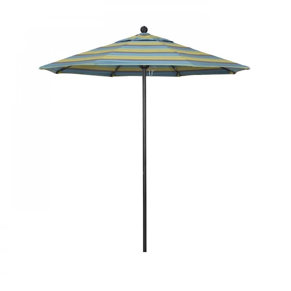 California Umbrella 7.5' Black Aluminum Market Patio Umbrella, Sunbrella Astoria Lagoon 194061334591 - main